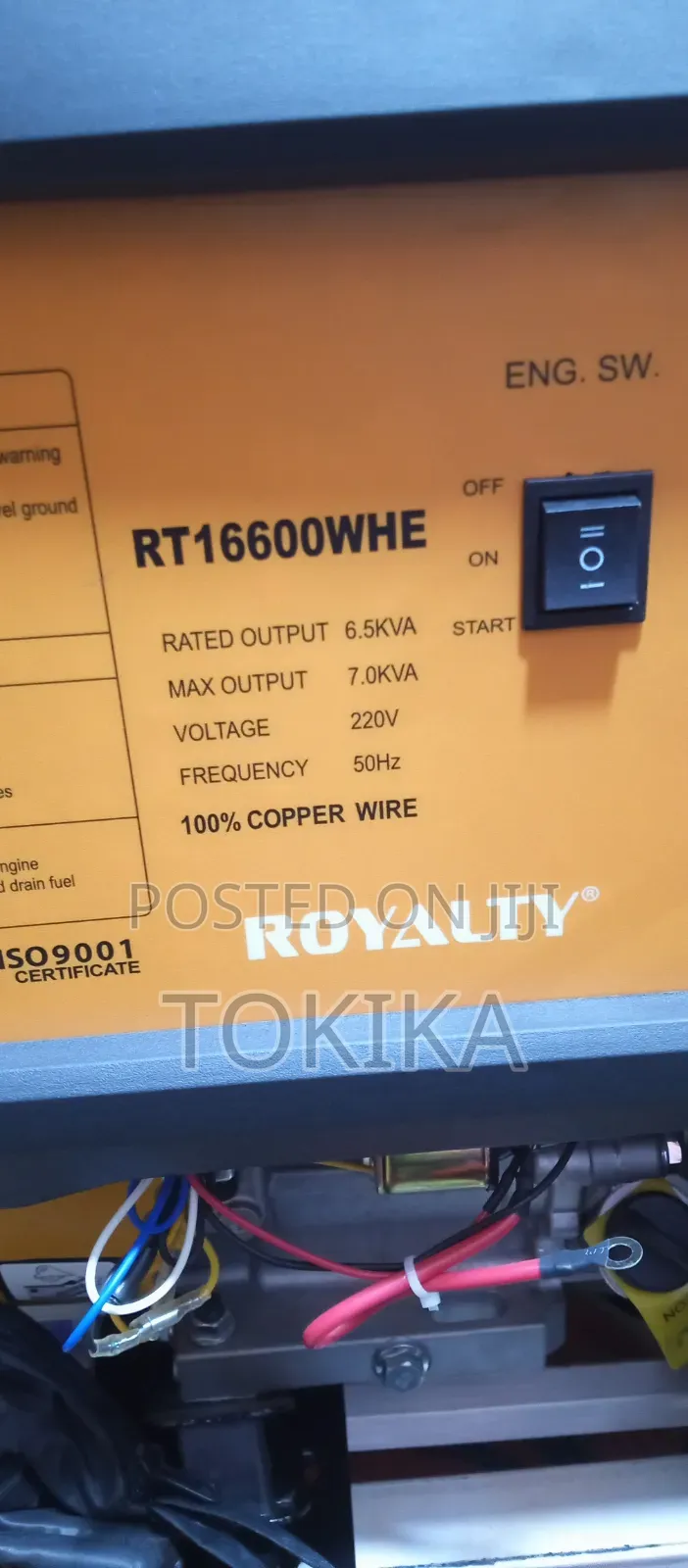 Royalty Petrol Generator 7kva Push Start