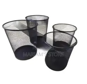 Black Metal Mesh Waste Paper Bins, Suitable for Office, Home,
