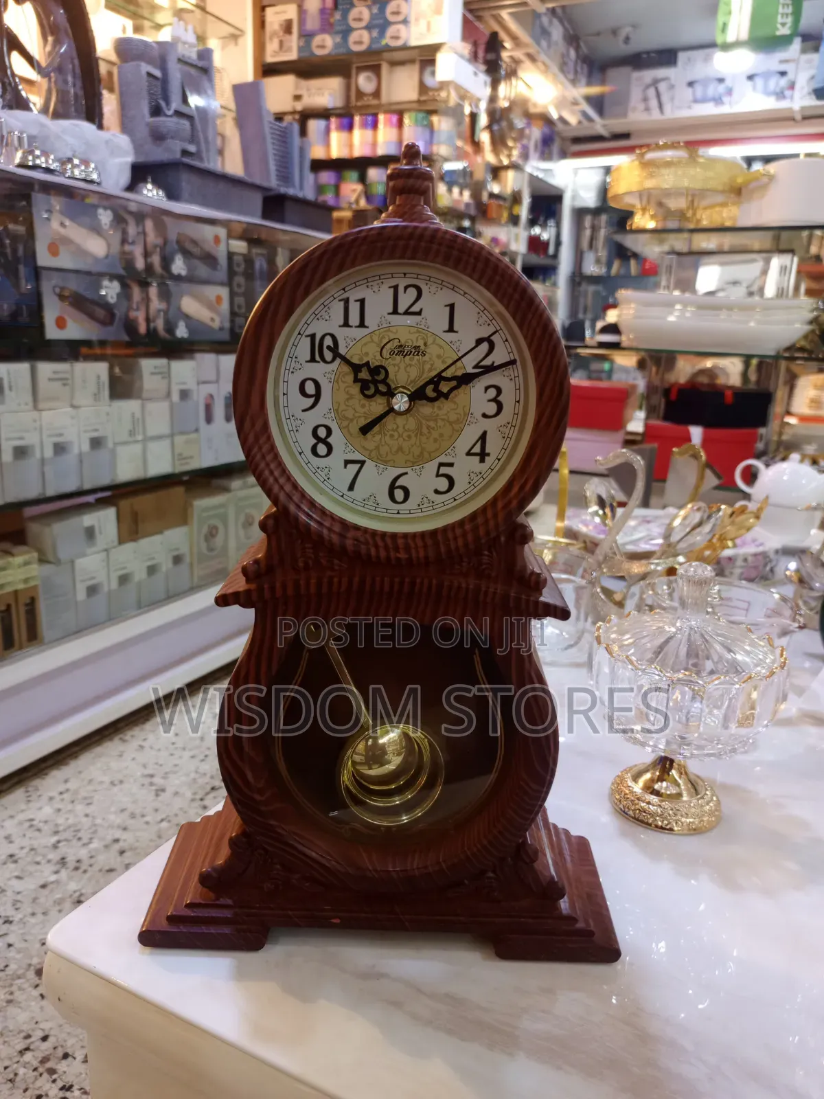 Vintage-Inspired Wooden Mantel Clock