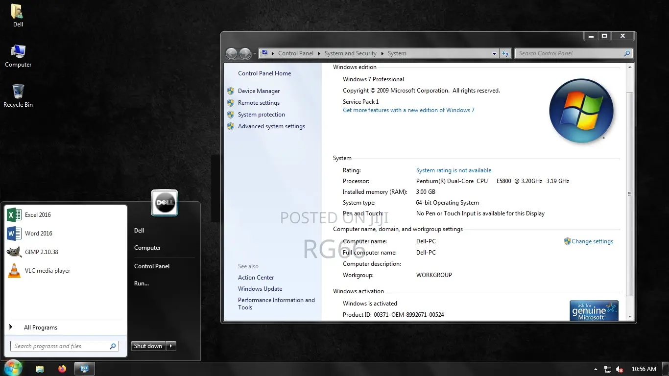 Desktop Computer Dell 3GB Intel Core 2 Duo HDD 320GB