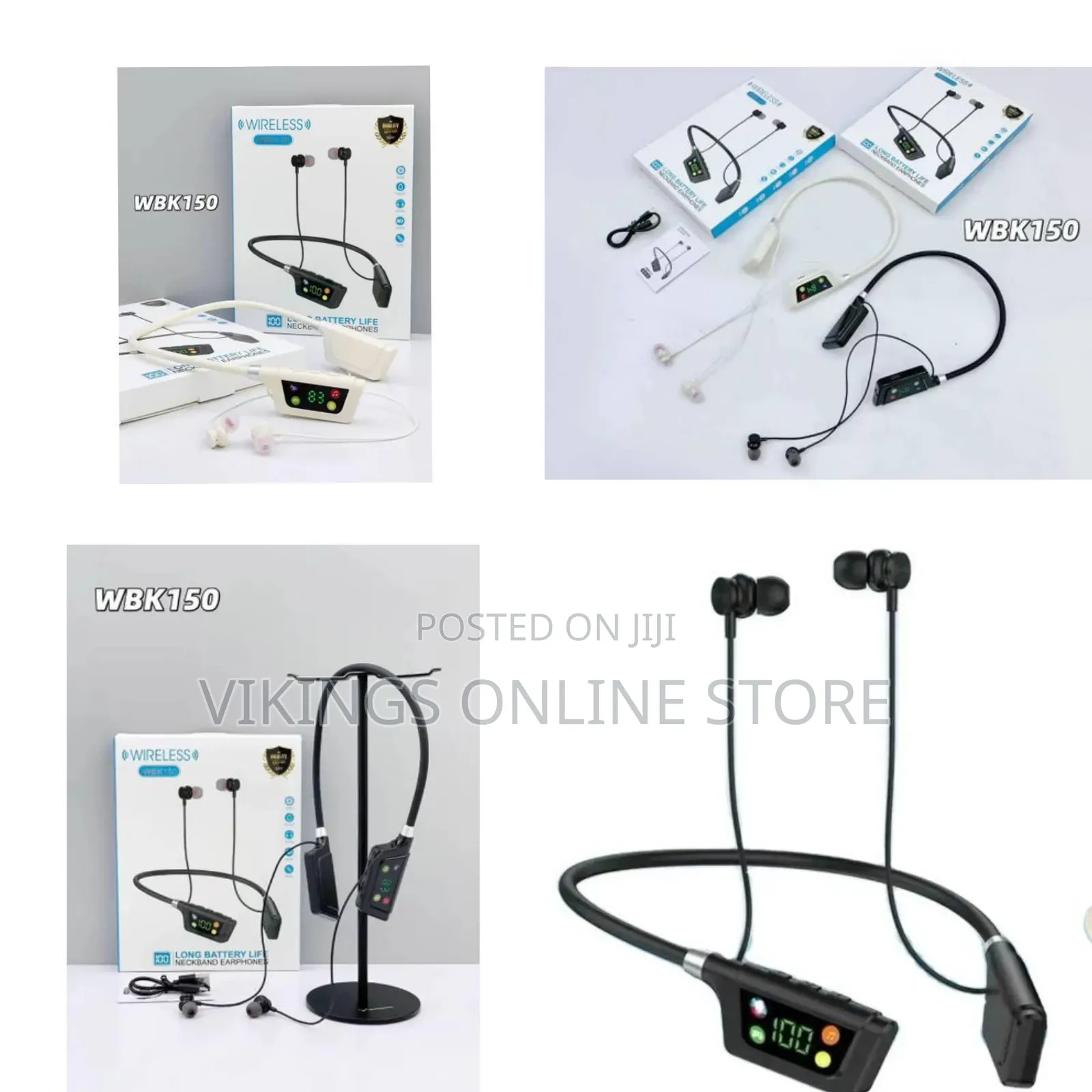 Digital Display Bluetooth Wireless Neckband Earphone With Mic Up