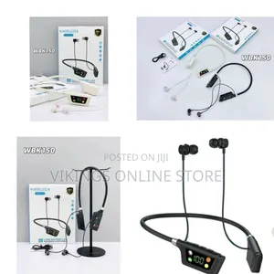 Digital Display Bluetooth Wireless Neckband Earphone With Mic Up