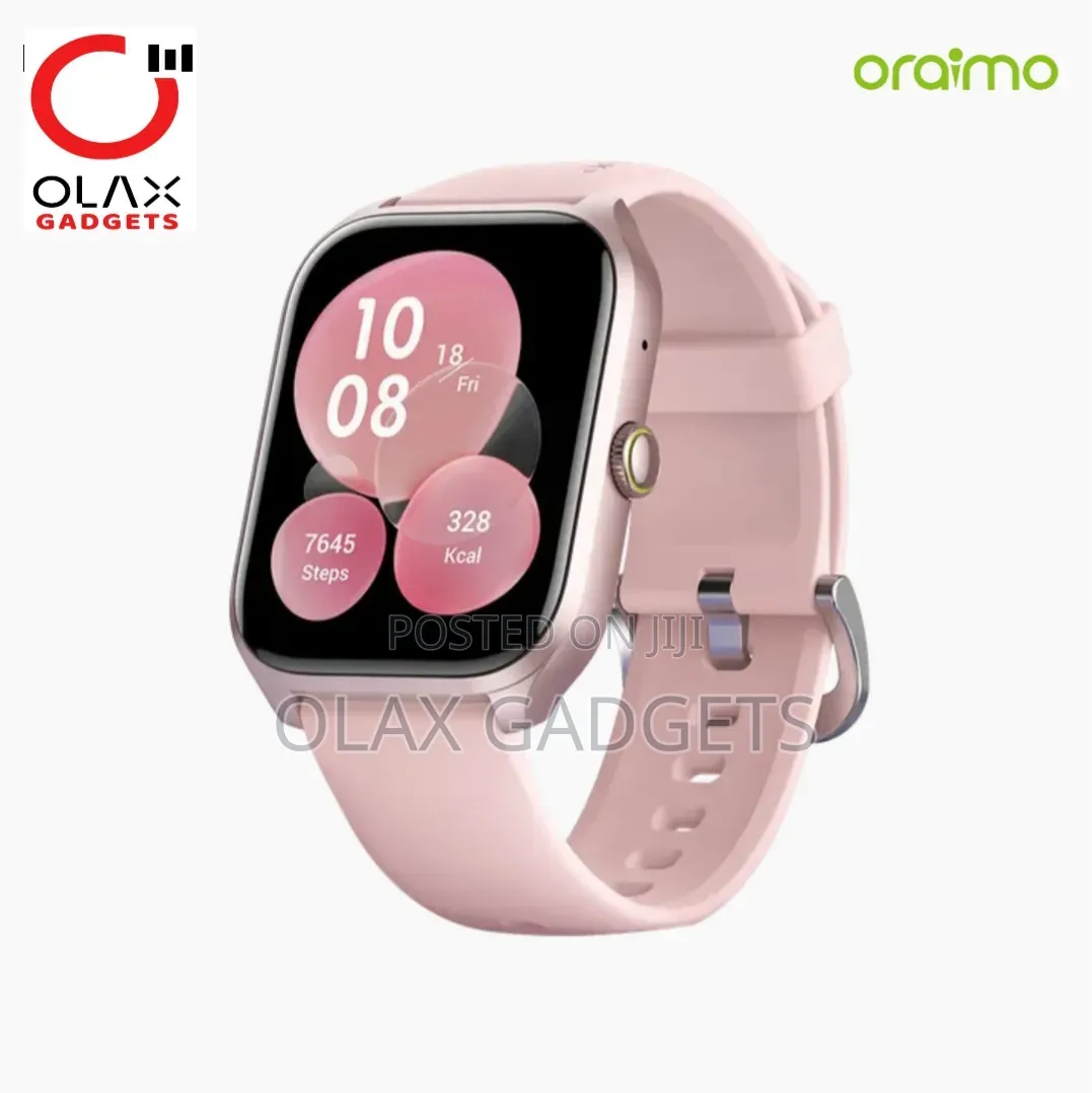 New Oraimo Watch 5 Lite Rose Gold Pink - 2.01 Inch HD Screen Bluetooth