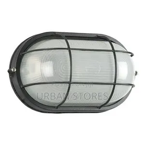 Outdoor Oval Bulkhead Light Fitting With Frosted Glass - Max 60W