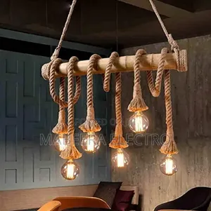 Bamboo and Jet Rope Ceiling Hanging Chandelier