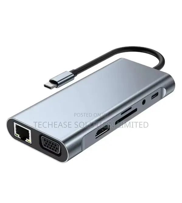 11-in-1 USB Type-C Hub – Hdmi, Vga, Rj45 Ethernet, Sd/Tf, Pd