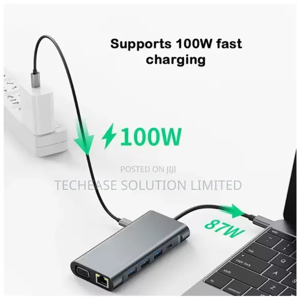 11-in-1 USB Type-C Hub – Hdmi, Vga, Rj45 Ethernet, Sd/Tf, Pd