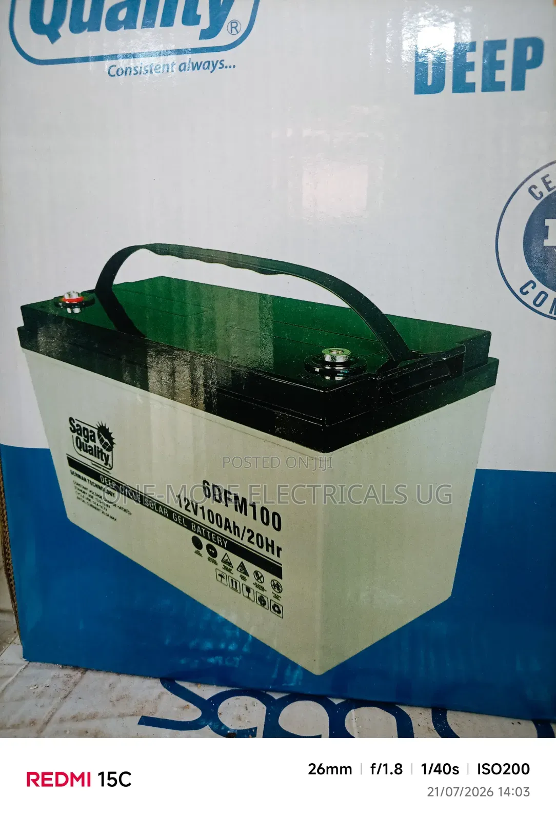 Saga Gel Battery 100ah/12volts