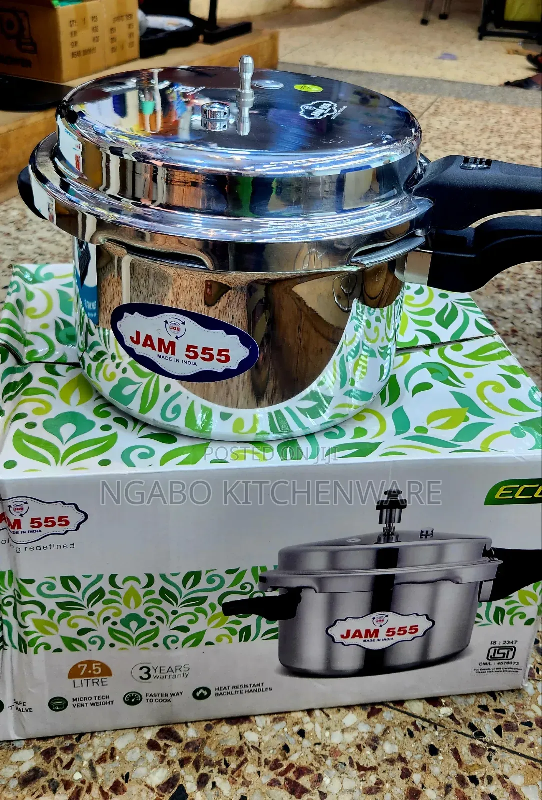 Jam 555 Branded Stainless Steel Pressure Cooker.
