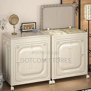 Foldable Cream-Colored Plastic Storage Cabinets