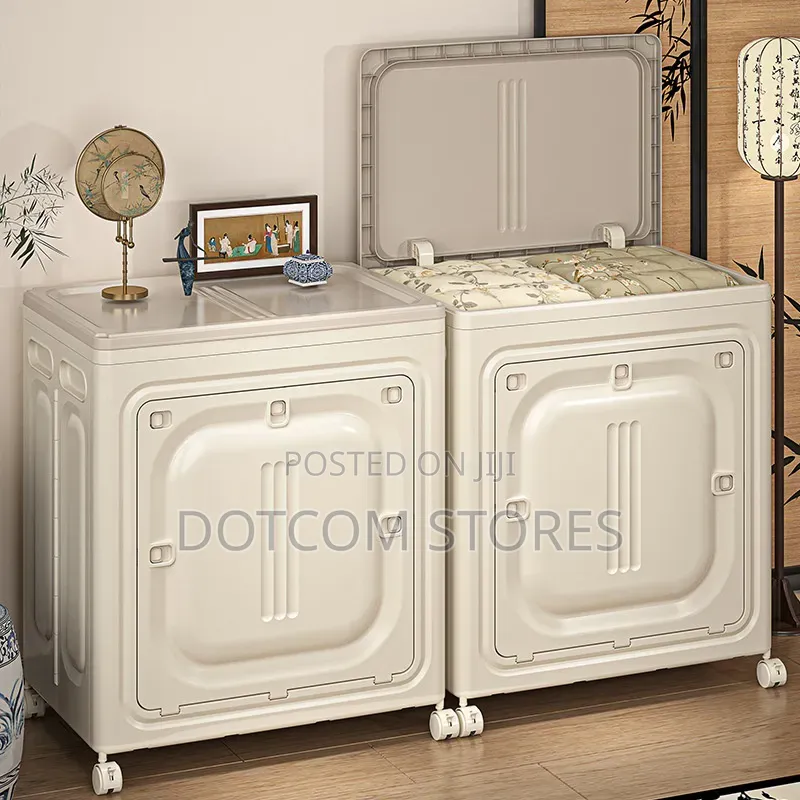 Foldable Cream-Colored Plastic Storage Cabinets