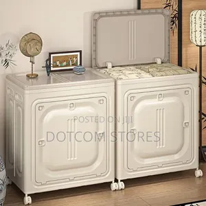 Foldable Cream-Colored Plastic Storage Cabinets