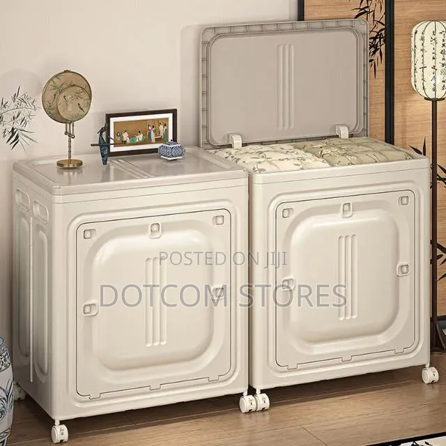 Foldable Cream-Colored Plastic Storage Cabinets