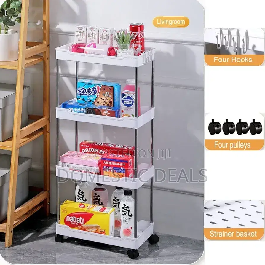 Rolling Storage Cart 4 Tiers Mobile Shelving