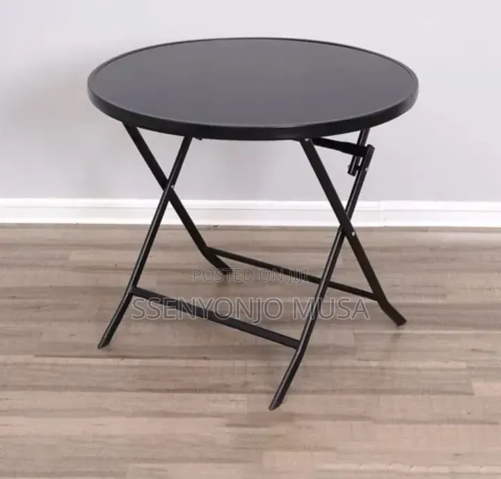 Folding Square Glass Dining Table – 60 × 59 Cm, Black