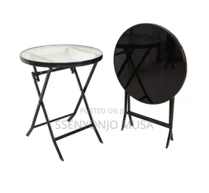 Folding Square Glass Dining Table – 60 × 59 Cm, Black