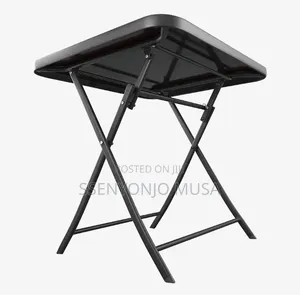 Folding Square Glass Dining Table – 60 × 59 Cm, Black