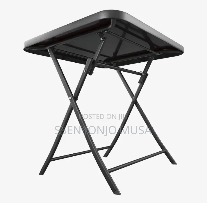Folding Square Glass Dining Table – 60 × 59 Cm, Black