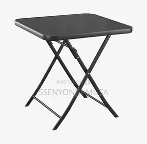 Folding Square Glass Dining Table – 60 × 59 Cm, Black