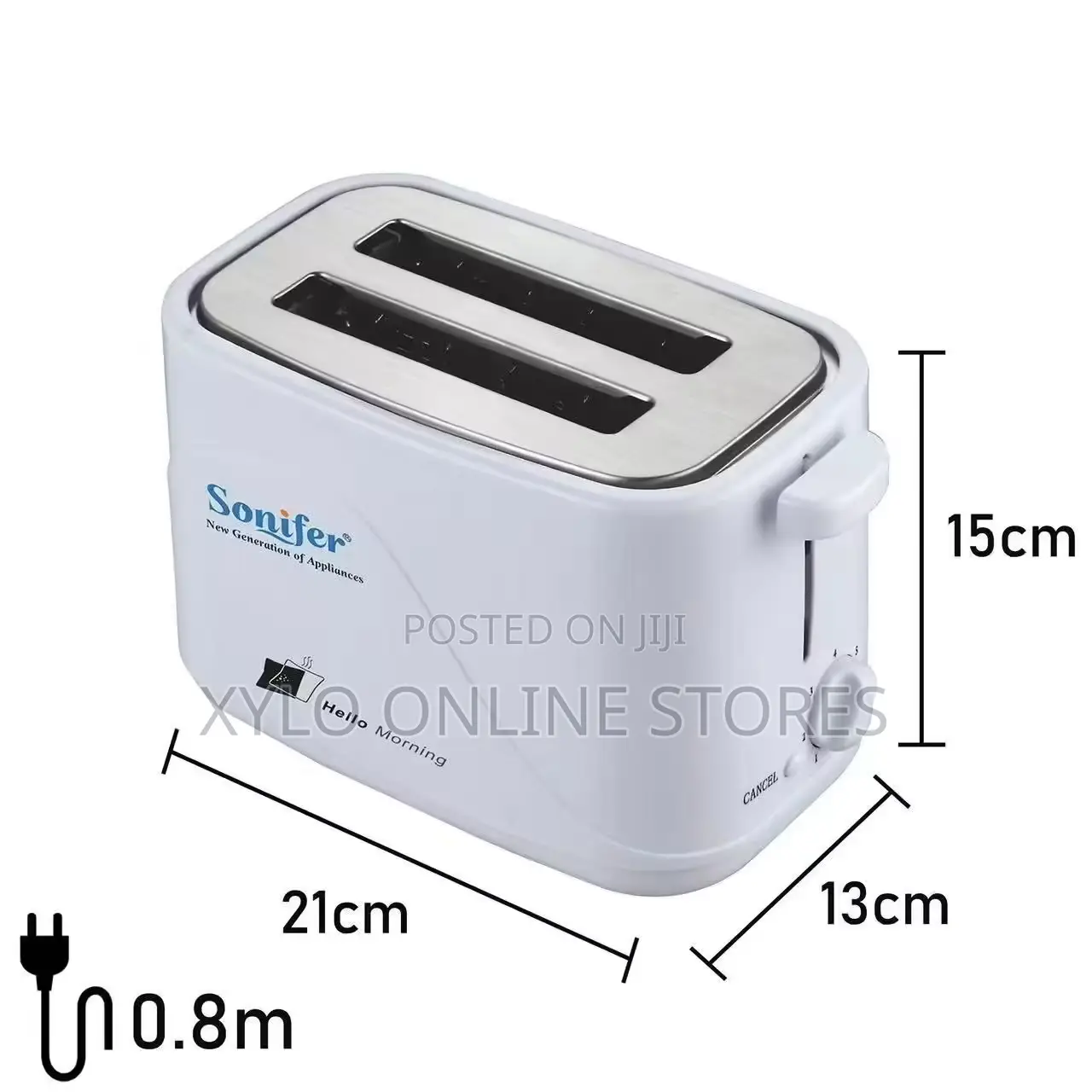 A White Sonifer 2 Slice Bread Toaster Sf-6005
