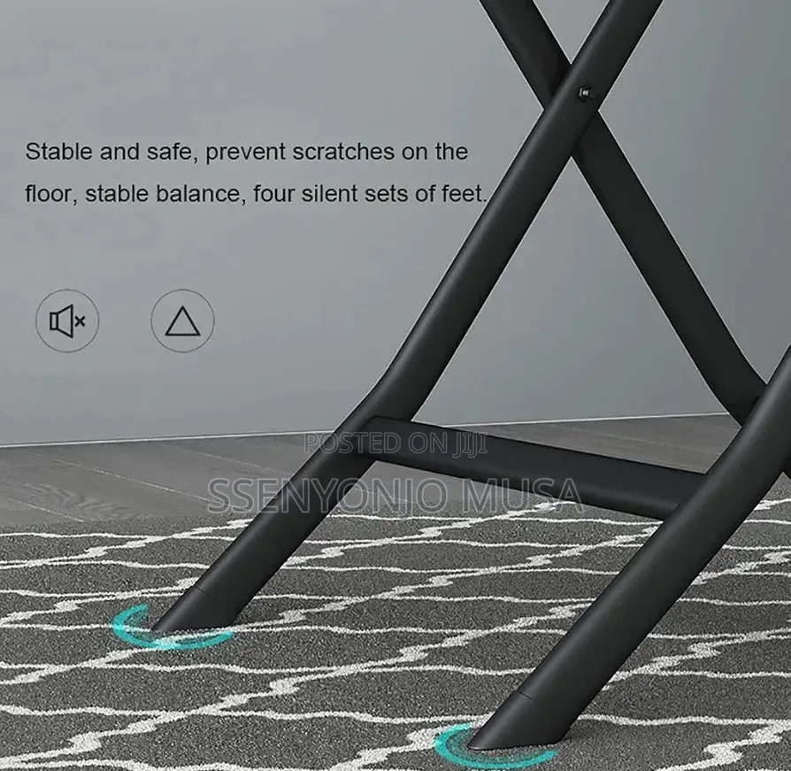 Folding Square Glass Dining Table – 60 × 59 Cm, Black