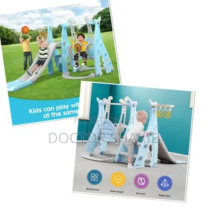 4-in-1 Indoor/Outdoor Swing Set for Kids With Basketball Hoop