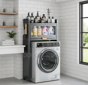 2-Tier Freestanding Washing Machine Metal Storage Rack
