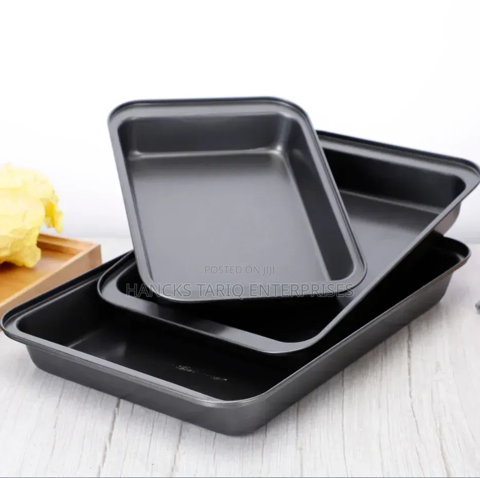 Set of Three Non-Stick Rectangular Baking Pans / Roaster Trays