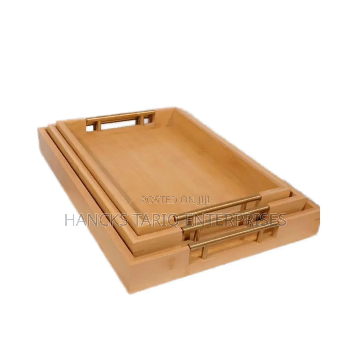 Set of Three Nested Wooden Serving Trays
