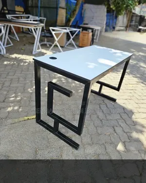 Office Desk White Top 120cm + Metallic X Legs | Sturdy Table