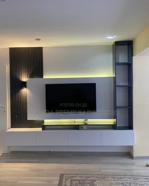 Floating TV Wall Unit Minimalist White | LED TV Stand Unit
