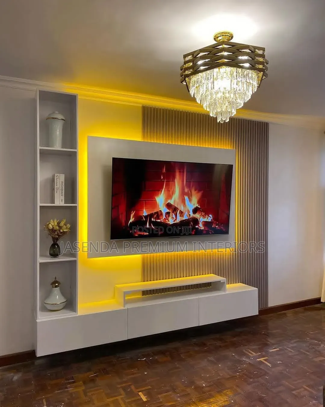 Executive TV Unit Full Wall | Floating TV Stand LED Lights