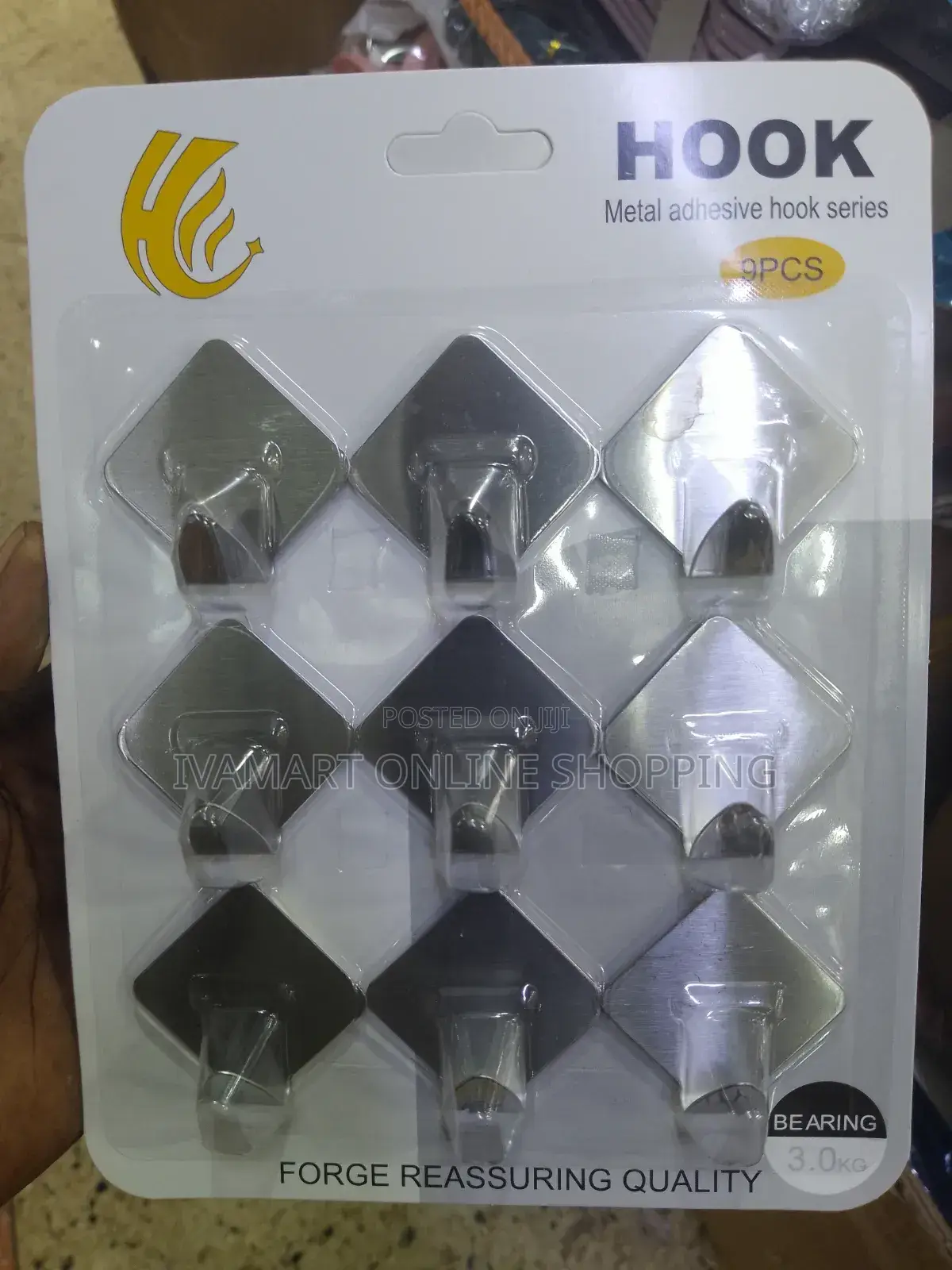 Adhesive Wall Sticky Hooks - 9 in a Pack