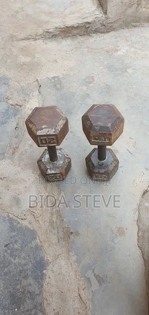 Used 20 Lb Cast Iron Hex Dumbbells – Pair (40 Lb Total)