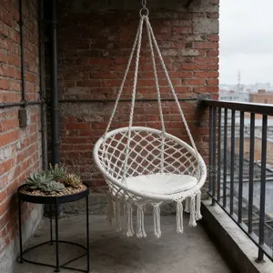 Black Macramé Hanging Hammock Chair