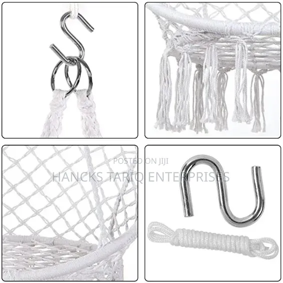 Black Macramé Hanging Hammock Chair