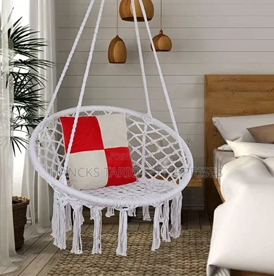 Black Macramé Hanging Hammock Chair