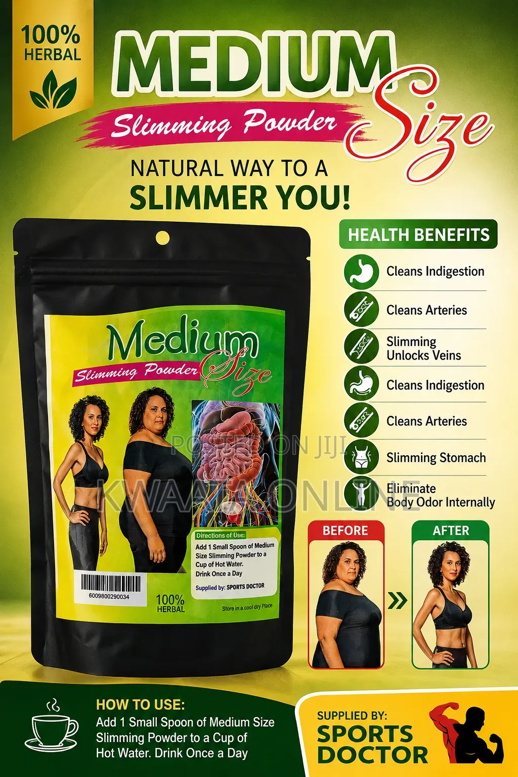 Medium Size Herbal Slimming Powder – Flat Belly Body Detox Formula