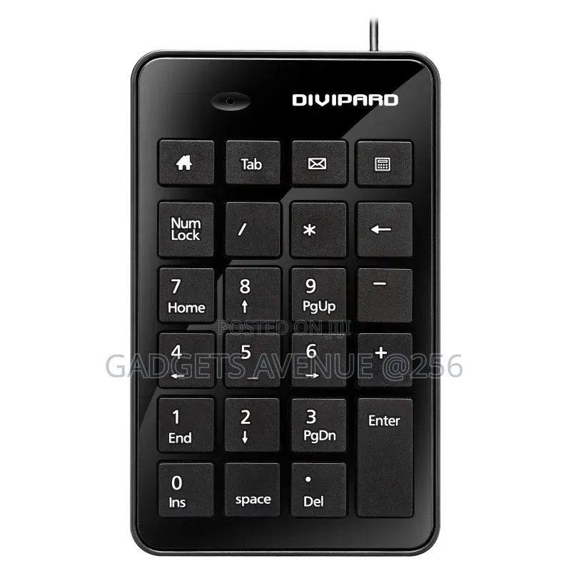 Numeric Keypad Featuring a Black Design and Four Office Hotkeys