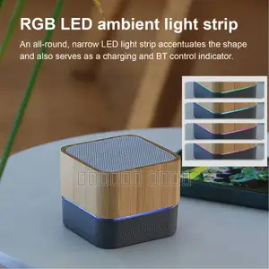 Mini Bamboo Speaker RGB Led Wireless
