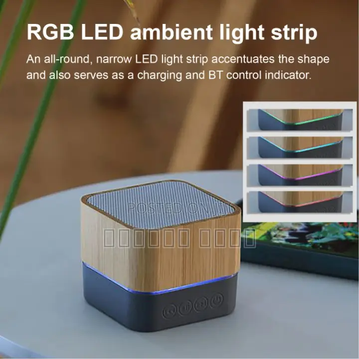 Mini Bamboo Speaker RGB Led Wireless