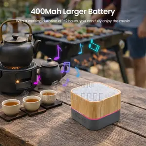Mini Bamboo Speaker RGB Led Wireless