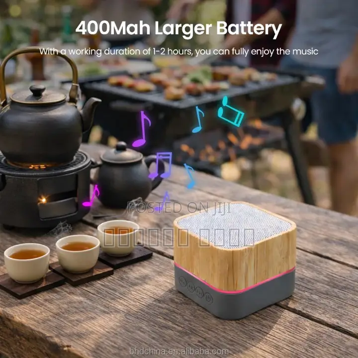 Mini Bamboo Speaker RGB Led Wireless
