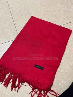 Classic Red Scarf With Fringe - Red