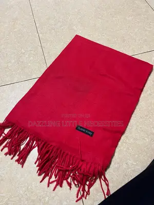 Classic Red Scarf With Fringe - Red