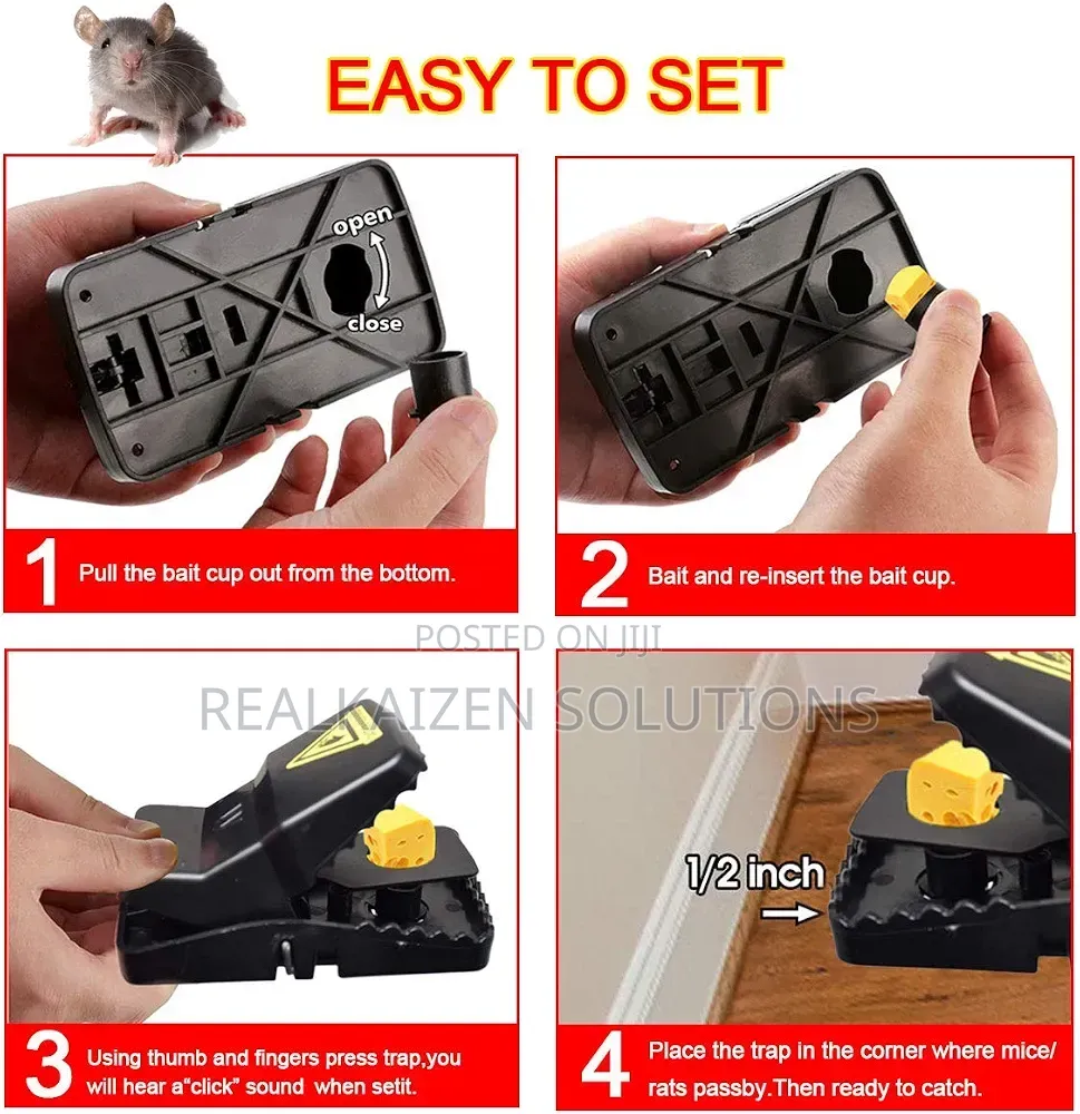 Heavy Duty Reusable Crocodile Teeth Snap Mouse and Rat Traps 2pcs