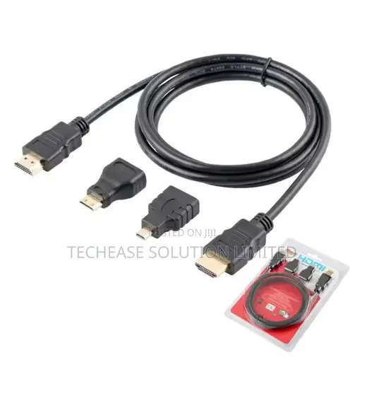 3-in-1 HDMI Male to Male Cable With Micro HDMI and Mini Adapter