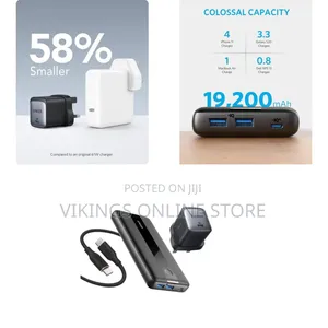 Anker 19200 MAh Battery With Nano Charger 2 Powercore 65W and Wire