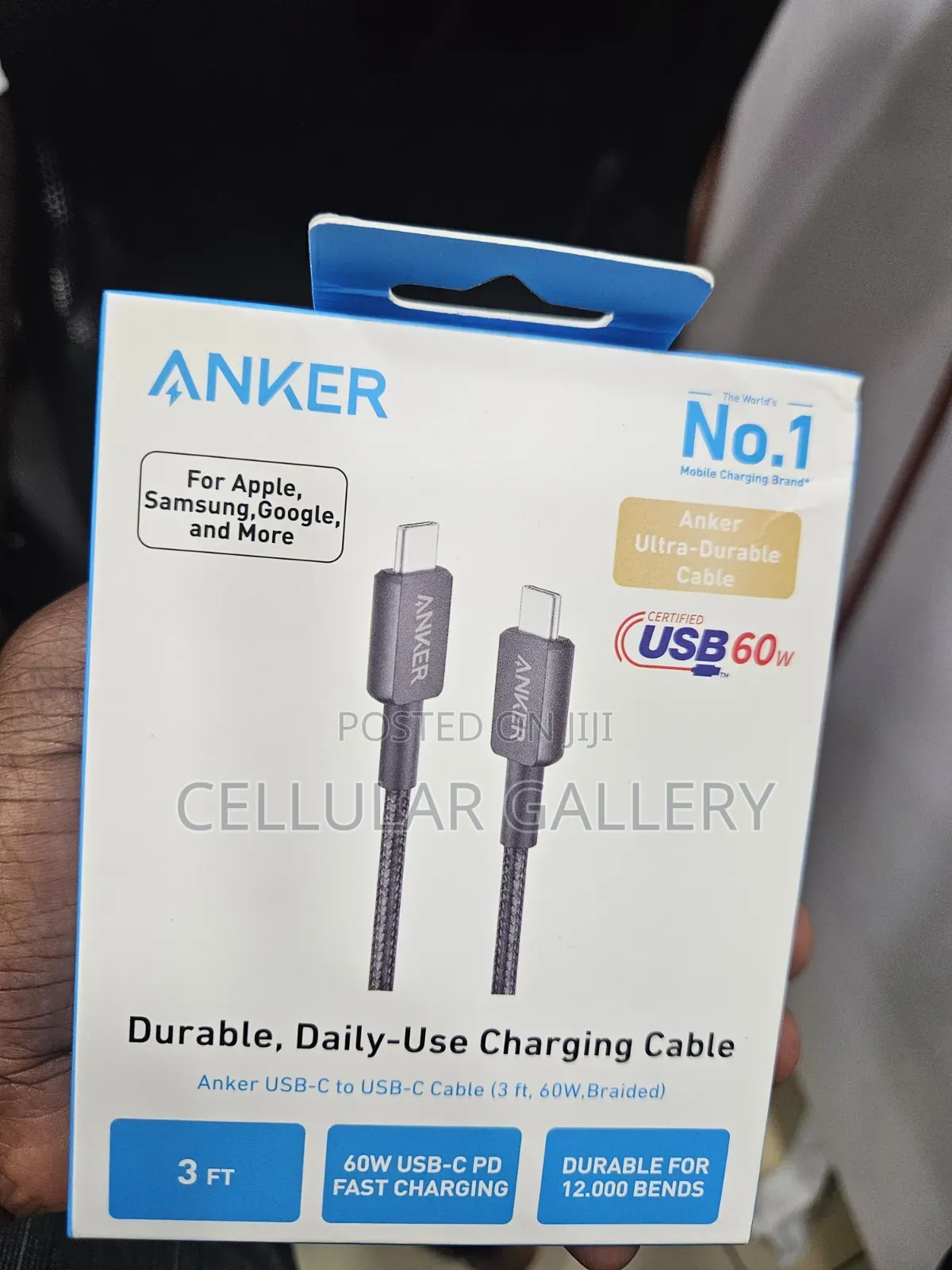 Anker USB-C to USB-C Cable(3ft, 60W, Braided)