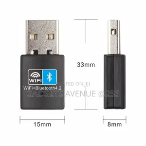2-in-1 USB Wi-Fi and Bluetooth 4.2 Adapter Dongle for PCs and Laptops.